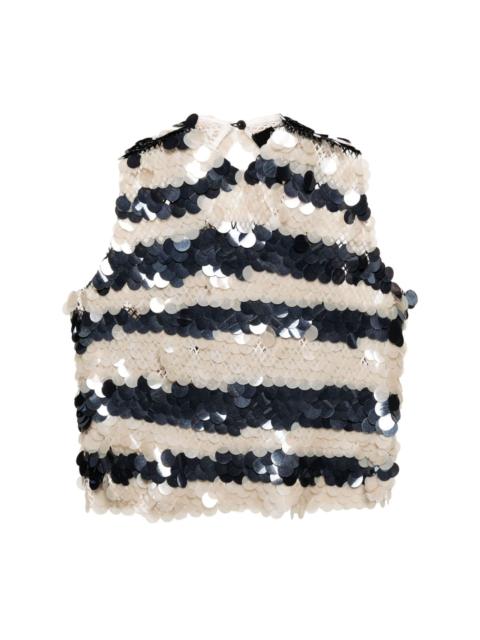 striped sequinned tank top