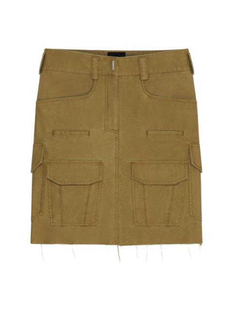 Givenchy raw-cut denim cargo midi skirt