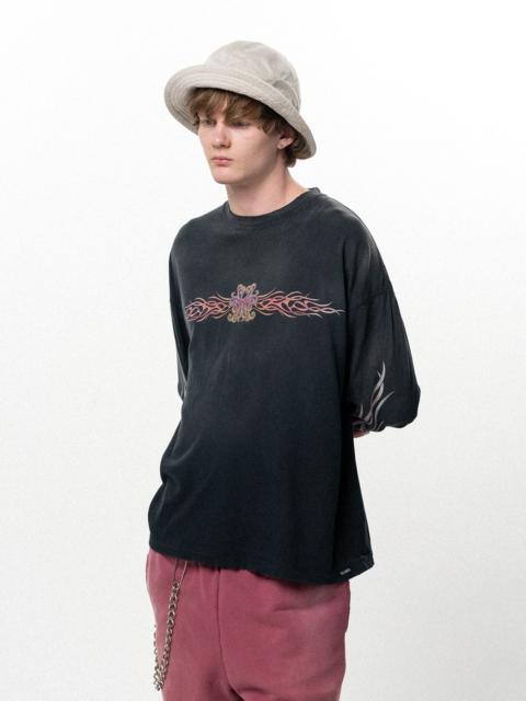 KAMIYA "FLAME KMY" Distressed L/S T-shirt