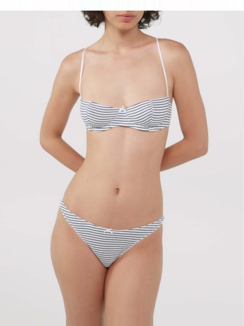 Cou Cou The Thong: White French Stripe Cotton Jersey