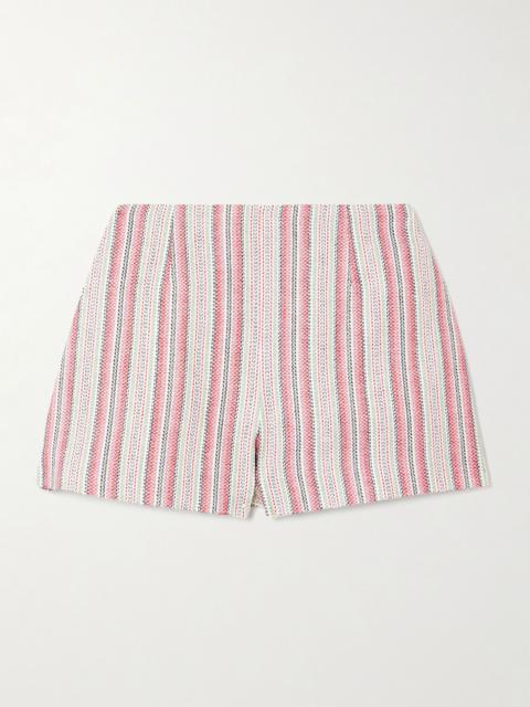 FAITHFULL Luda striped linen and cotton-blend shorts Pink