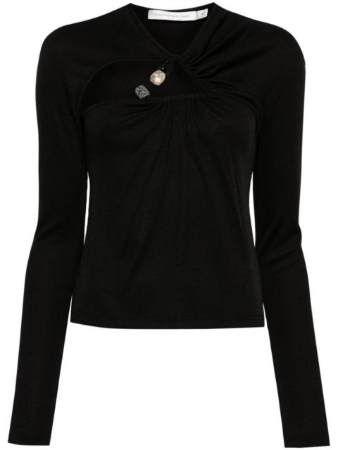 CHRISTOPHER ESBER tri crystal-stone long-sleeve top