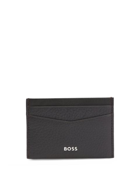 BOSS GRAINED-LEATHER CARD HOLDER WITH LOGO LETTERING
