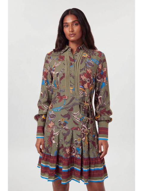 KAREN MILLEN Floral Print Belt Detail Viscose Mini Shirt Dress
