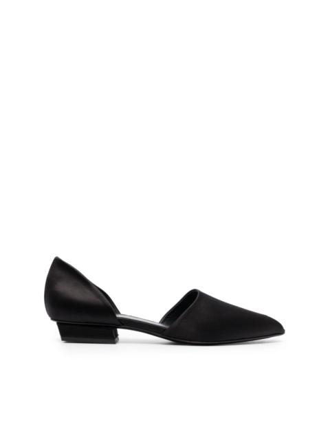 peep-toe satin ballerina shoes