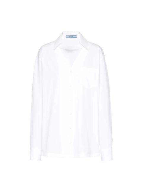 Prada V-neck poplin blouse