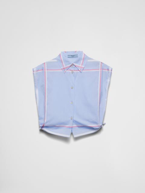 Checked cropped cotton shirt