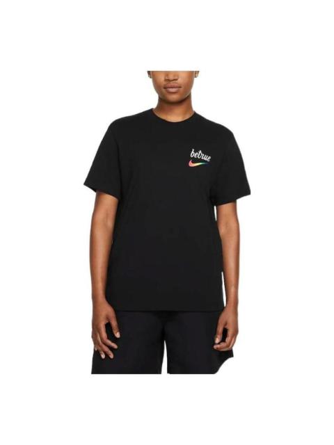 Nike Nike Logo Printing Round Neck Short Sleeve Black DJ0929-010