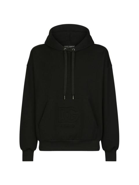 embossed-logo cotton-blend hoodie