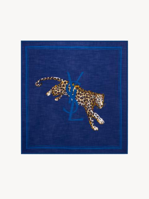 SAINT LAURENT CASSANDRE SQUARE SCARF IN WOOL TWILL