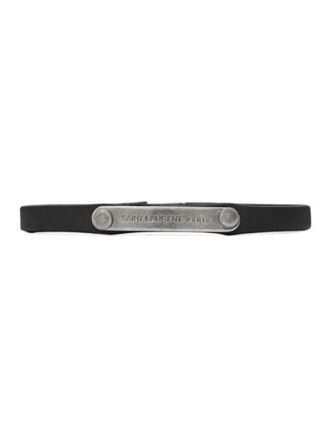 SAINT LAURENT Women's Plaque Bracelet in Leather - Black