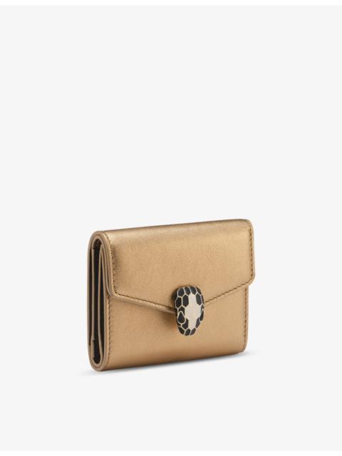 BVLGARI Serpenti logo-embossed leather compact cardholder