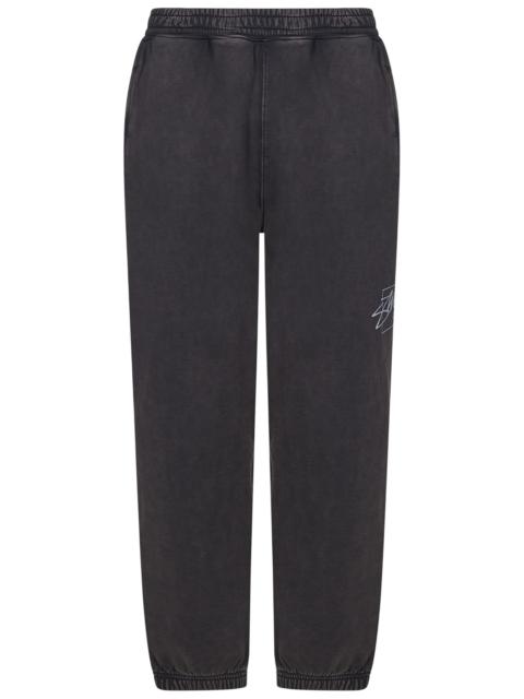 Stüssy Black screen-printed tracksuit trousers with contrasting logo print on the front.