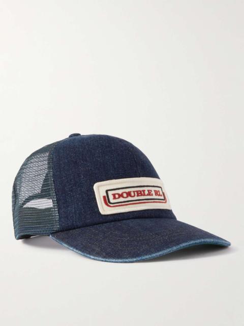 Appliquéd Denim and Mesh Trucker Hat