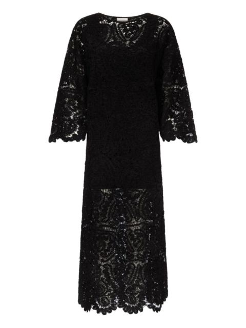 Loulou de Saison CIKO crochet-pattern bell-sleeve midi dress