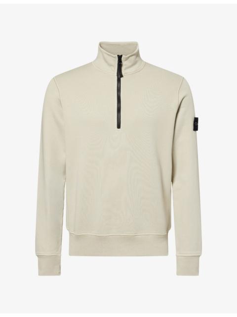 Stone Island Logo-Patch Half-Zip Cotton Sweatshirt