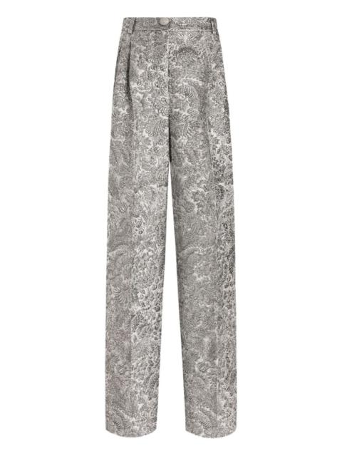 Dolce & Gabbana floral-jacquard lamé trousers