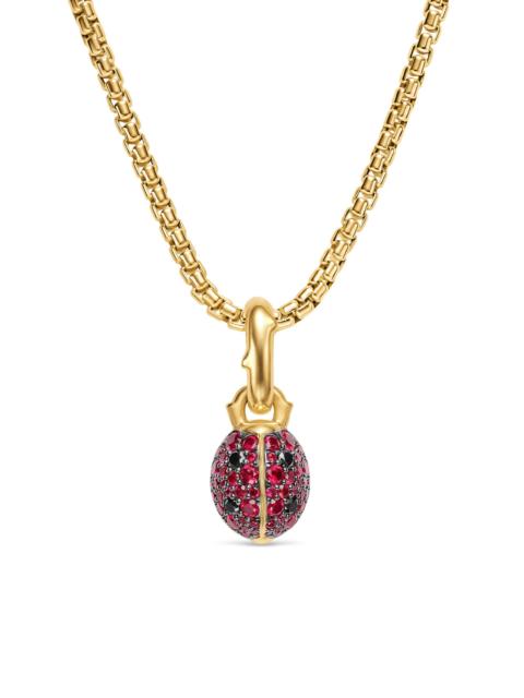 DAVID YURMAN Women's Ladybug Amulet in 18K Yellow Gold with Rubies and Black Diamonds, 12.7MM - Ruby