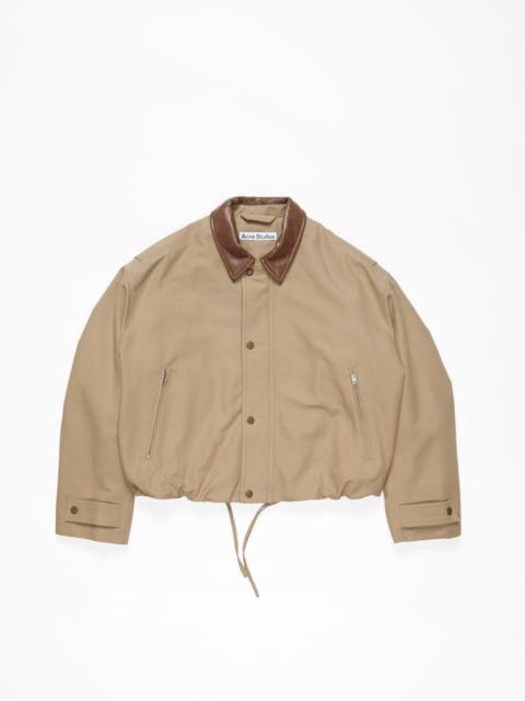 Acne Studios Bomber with leather collar - Khaki beige