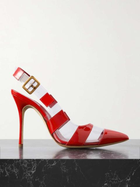 Uxra 105 patent-leather and PVC slingback pumps