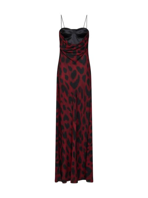 ALEX PERRY Port and black animalier-print silk georgette corset gown