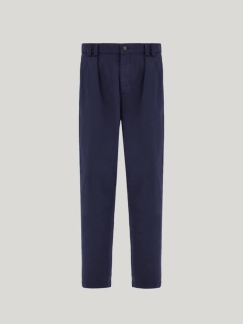 Canali BLUE COTTON GABARDINE PANTS WITH TWO PLEATS