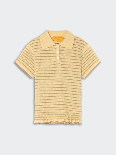 GUEST IN RESIDENCE Smocked Shrunken Polo