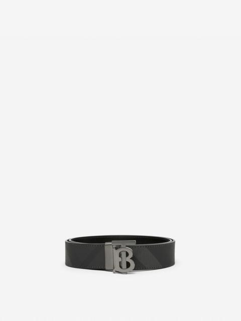 Burberry Reversible Charcoal Check and Leather TB Belt