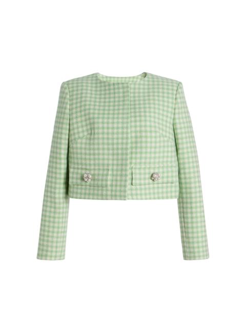 Oscar de la Renta Checked Wool Tweed Jacket green