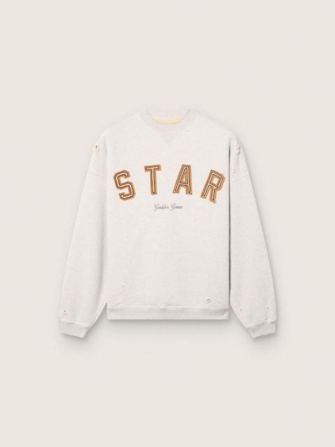 Golden Goose Star unisex sweatshirt in gray melange cotton with 'Star' embroidery