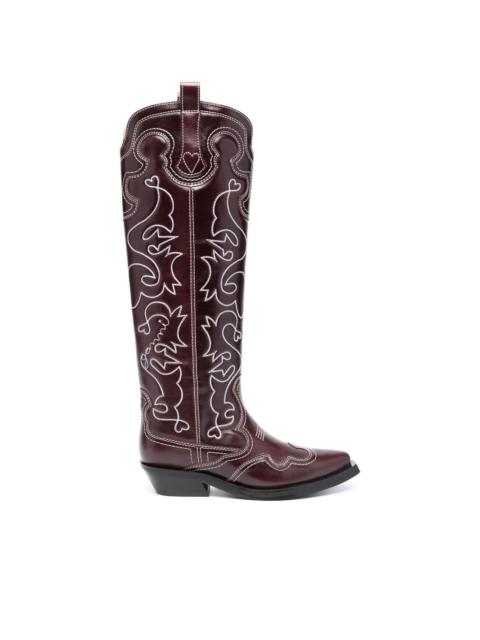 GANNI knee-high leather Western boots