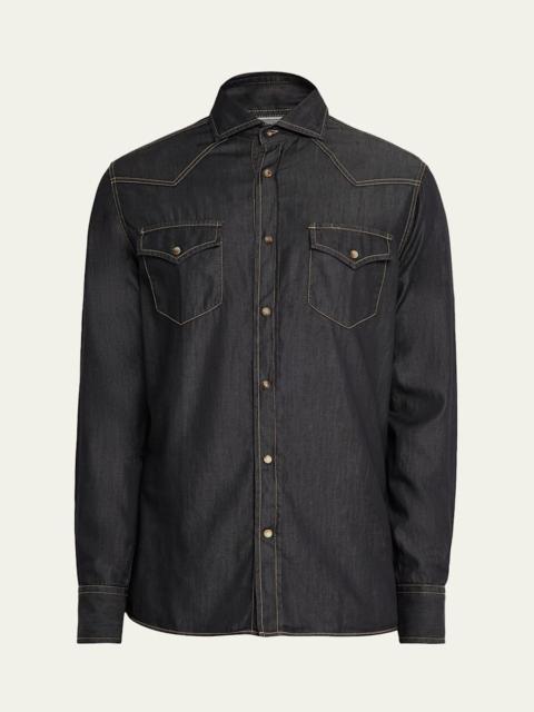 Mens Lightweight Denim Western Shirt
