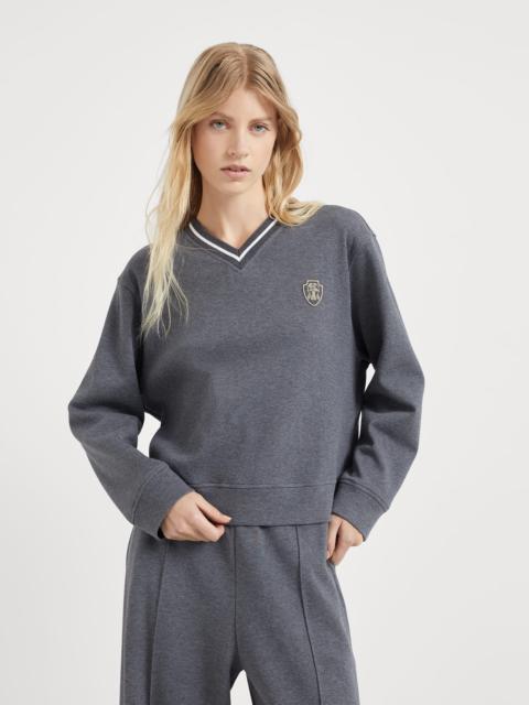 Brunello Cucinelli Techno cotton piqué sweatshirt with logo