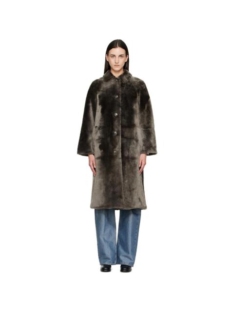 Yves Salomon Gray Shearling Coat