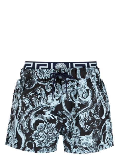 Barocco print layered swim shorts