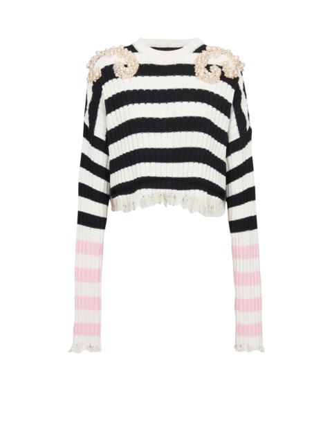 Balmain Destroyed nautical shirt with embroidery