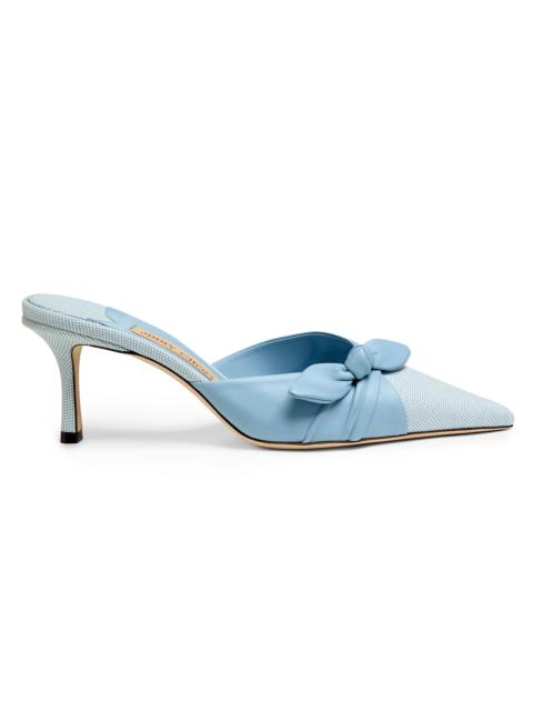 JIMMY CHOO Women's Riviera Livi 65MM Bow-Detail Mules - Riviera Blue And Riviera Blue Mix