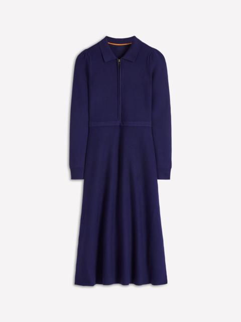 BODEN Fiona Zip Front Knitted Dress-Navy