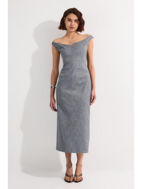 KAREN MILLEN Tailored Marl Strappy Pencil Maxi Dress