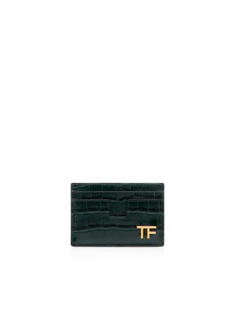TOM FORD SHINY STAMPED CROCODILE LEATHER CLASSIC TF CARD HOLDER