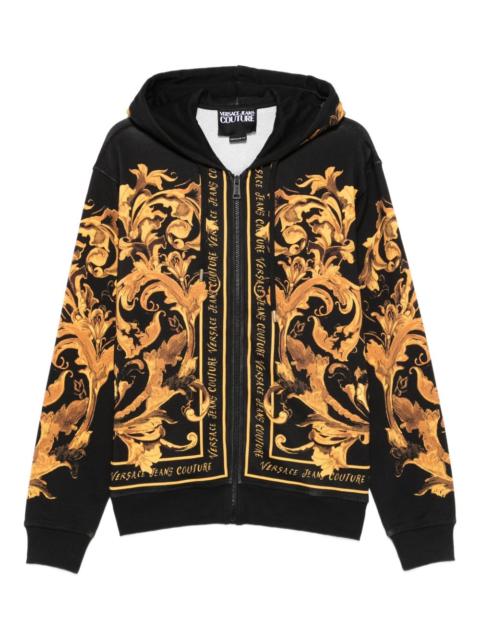 VERSACE JEANS COUTURE baroque-print zip-up hoodie