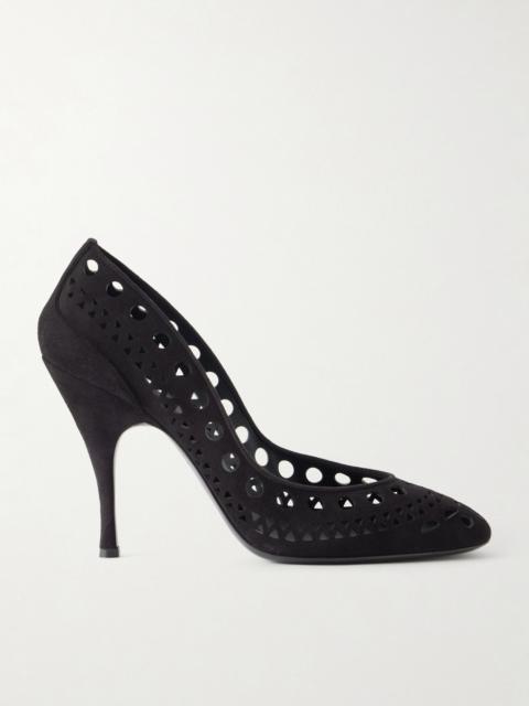 Alaïa Vienne 100 laser-cut suede pumps Black
