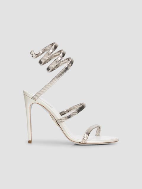RENE CAOVILLA Women's Juniper 105MM Leather Sandals - White Silver Metal