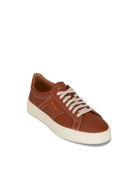 Double Buckle leather sneakers