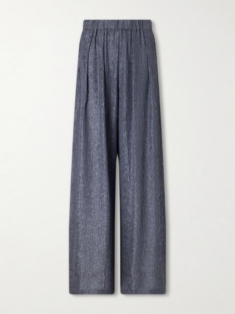 cortana Anhelo Crinkled Silk-charmeuse Wide-leg Pants