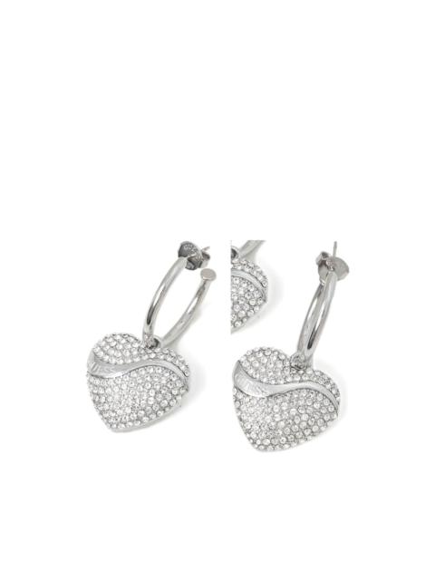 GUESS USA crystal-embellished heart-pendant earrings