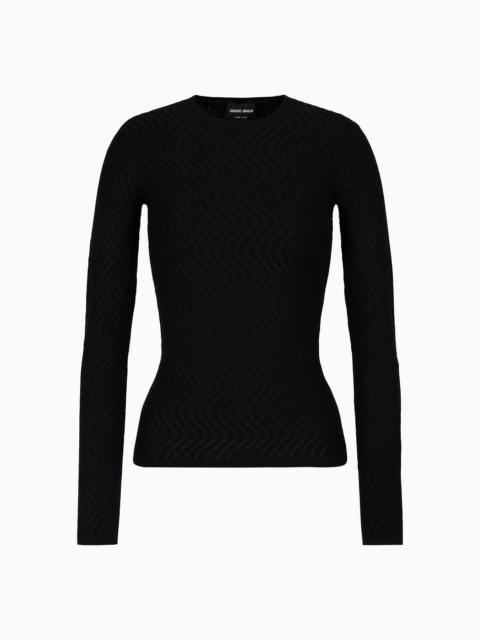GIORGIO ARMANI Crew-neck jumper in jacquard viscose