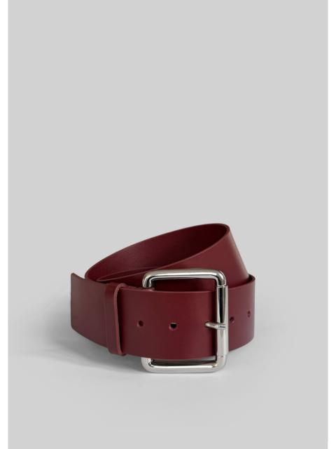 The Frankie Shop Marty Leather Belt - Burgundy/Silver