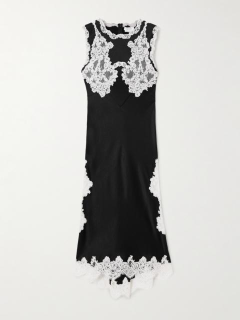 Alexander McQueen Lace-trimmed Satin Midi Dress