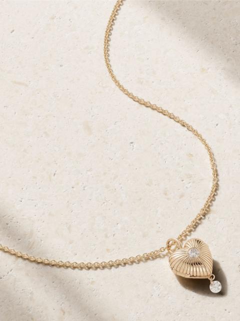 PERSÉE Locket 9-karat gold diamond necklace Gold